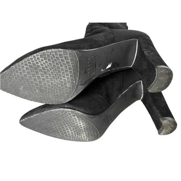 Stuart Weitzman Highstring Suede Lace Up Over Knee Boots Black 6M - Picture 11 of 12